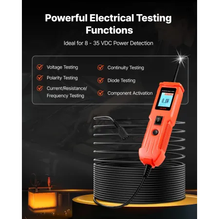 Automotive Circuit Tester, 8 - 35 DCV Power Circuit Probe Tester with TFT Color Display and Lighting, Automotive Power Tester Pr