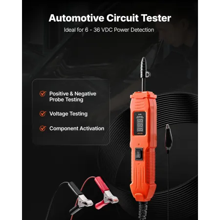 VEVOR Automotive Circuit Tester, 6 - 36 DCV Power Circuit Probe Tester med LED-skærm og belysning, Automotive Power Tester Pro