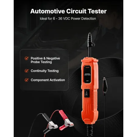 VEVOR Automotive Circuit Tester, 6 - 36 DCV Power Circuit Probe Tester with Lighting, Automotive Power Tester Probe with 13 ft /