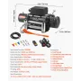 Electric Winch, 6100 kg Load Capacity, 12V DC Truck Winch with Φ9.5 mm x 24 m Steel Rope, Wireless & Wired Remote Control, IP55 