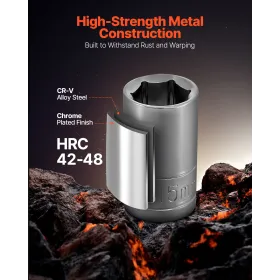 VEVOR fatningssæt, 33 stykker, 12,7 mm drevfatning og skraldesæt, SAE og metrisk, mekanisk værktøjssæt med skraldenøgle,