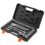 Socket Set, 33 Pieces, 12.7 mm Drive Socket and Ratchet Set, SAE and Metric, Mechanic Tool Kit with Ratchet Wrench, Extension Ba