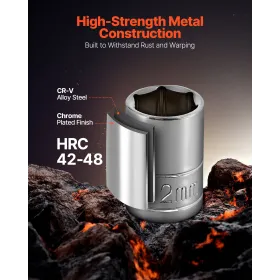 VEVOR Socket Set, 46 Pieces, 6.4 mm Drive Socket Tool Set, SAE and Metric Size, Deep and Standard, Mechanic Tool Kit with Storag