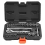 Socket Set, 27 Pieces, 6.4 mm Drive Socket and Ratchet Set, SAE and Metric, Mechanic Tool Kit with Ratchet Wrench, Extension Bar
