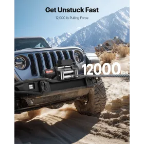 VEVOR Electric Winch, 5400 kg Load Capacity, 12V DC Truck Winch with Φ9.1 mm x 24 m Steel Rope, Wireless & Wired Remote Control,