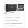 Socket Set, 44 Pieces, 9.5 mm Drive Socket and Ratchet Set, SAE and Metric, Deep and Shallow, Mechanic Tool Kit with Accessories
