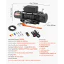 Electric Winch, 6100 kg Load Capacity, 12V DC Truck Winch with Φ9.5 mm x 26 m Synthetic Rope, Wireless & Wired Remote Control, I