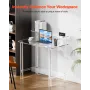 VEVOR Acrylic Table, 2 Tiers Clear Office Desk with Monitor Stand, Acrylic Study Computer Desk, Modern Side End Table Nightstand