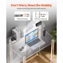 Acrylic Table, 2 Tiers Clear Office Desk with Monitor Stand, Acrylic Study Computer Desk, Modern Side End Table Nightstand for B