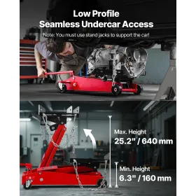 VEVOR Low Profile Floor Jack, 1000 lbs / 0.45 Ton Lifting Capacity Telescoping Transmission Floor Jack, 16-64 cm Lifting Height,
