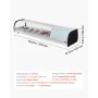 Sushi Display Case Refrigerator, 62L Commercial Sushi Case, 6-Pan Countertop Showcase with Curved Glass, LED Lighting, and Digit