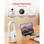 Desk Fan Bladeless, 12.99 Inch Portable Desk Fan, 6-Speed USB Quiet Cooling Small Tower Fan with Rechargeable Battery, Easy to C