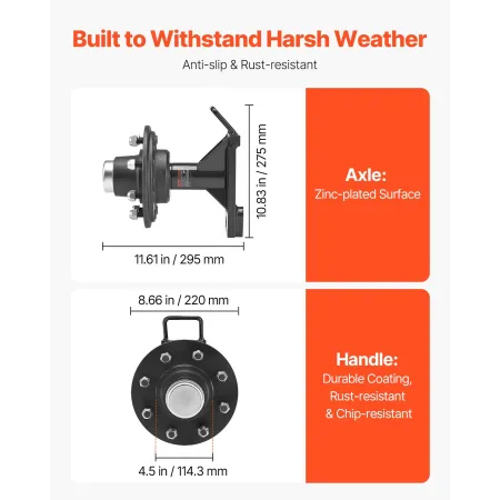 VEVOR Shipping Container Wheels 8-Lug Wheels Kit, Heavy Duty Shipping Container Axle with Ratchet Tie Down-Moves 6 m-12 m, Secur