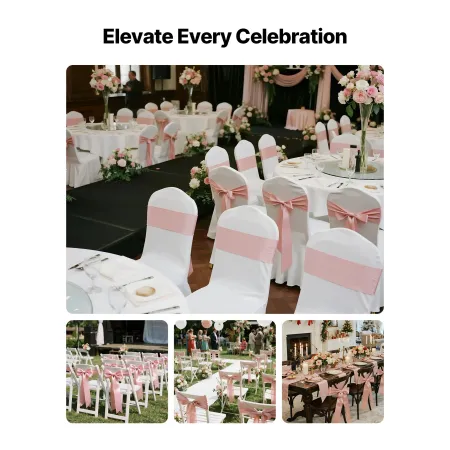 Satin Chair Sashes Bows, 50PCS Chair Ribbon Ties Back Sash, 7 x 108 inch, Rose Gold Wedding Reception Decoration, for Wedding Ce