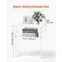 Acrylic Side Table, 2 Tiers Clear Bedside Table with Storage Shelf, Modern Rectangle Acrylic End Desk, Transparent Thick Nightst