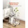 Acrylic Table with Wheels, 2 Tiers Mobile Cart Table, Modern Rolling Acrylic Storage Desk, Clear Nightstand Side End Desk, for L