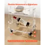 VEVOR Acrylic Table with Wheels, 2 Tiers Mobile Cart Table, Modern Rolling Acrylic Storage Desk, Clear Nightstand Side End Desk,