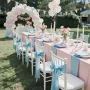 Satin Chair Sashes Bows, 100PCS Chair Ribbon Ties Back Sash, 7 x 108 inch, Light Blue Wedding Reception Decoration, for Wedding 
