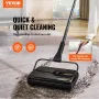 Carpet Sweeper, 20 cm Sweeping Paths, Floor Sweeper Manual Non Electric, 300 ml Dustbin Capacity with Comb for Home Office Rugs 