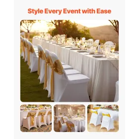 30 Pcs White Chair Covers, Polyester Spandex Chair Cover, Stretch Slipcovers for Wedding Party Dining Banquet Flat-Front Chair C