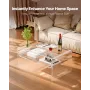 VEVOR Acrylic Coffee Table, 2 Tiers Center Table with Storage Shelf, Modern Rectangle Acrylic Coffee Desk, Ideal for Dining Room