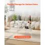 VEVOR Acrylic Coffee Table, 2 Tiers Center Table with Storage Shelf, Modern Rectangle Acrylic Coffee Desk, Ideal for Dining Room