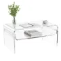 VEVOR Acrylic Coffee Table, 2 Tiers Center Table with Storage Shelf, Modern Rectangle Acrylic Coffee Desk, Ideal for Dining Room