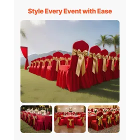 VEVOR 30 Pcs Red Chair Covers, Polyester Spandex Chair Cover, Stretch Slipcovers for Wedding Party Dining Banquet Flat-Front Cha