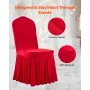 VEVOR 30 Pcs Red Chair Covers, Polyester Spandex Chair Cover, Stretch Slipcovers for Wedding Party Dining Banquet Flat-Front Cha