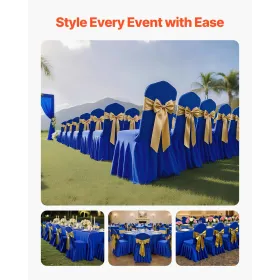 VEVOR 30 Pcs Blue Chair Covers, Polyester Spandex Chair Cover, Stretch Slipcovers for Wedding Party Dining Banquet Flat-Front Ch