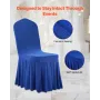 VEVOR 30 stk Blå stolebetræk, polyester spandex stolebetræk, strækbetræk til bryllupsfest middagsbanket flad front ch