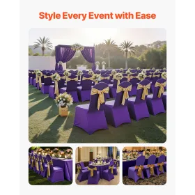 50 Pcs Purple Chair Covers, Polyester Spandex Chair Cover, Stretch Slipcovers for Wedding Party Dining Banquet Flat-Front Chair 