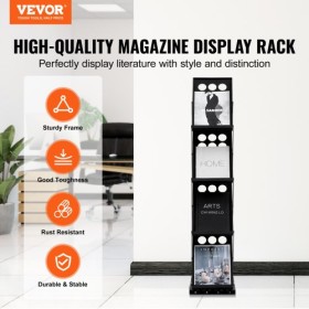 Foldable Magazine Display Rack 4 Pocket Brochure Literature Display Stand