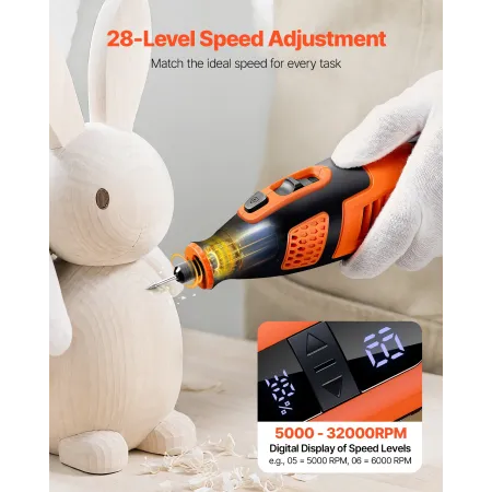 VEVOR 119-Piece Cordless Rotary Tool Kit, DC12V Portable Mini Power Rotary Tool, 28-Level Speed 5000-32000 RPM Multi-Purpose DIY