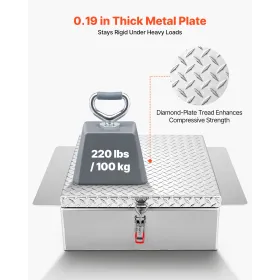 VEVOR Truck Bed Tool Box, Heavy Duty Aluminum Tool Box with Diamond Plate, Storage Toolbox Chest Organizer Supports up to 100 kg