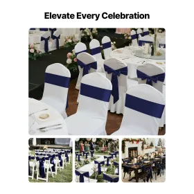 Satin Chair Sashes Bows, 50PCS Chair Ribbon Ties Back Sash, 7 x 108 inch, Navy Blue Wedding Reception Decoration, for Wedding Ce