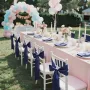 Satin Chair Sashes Bows, 50PCS Chair Ribbon Ties Back Sash, 7 x 108 inch, Navy Blue Wedding Reception Decoration, for Wedding Ce
