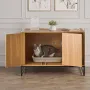 Cat Litter Box Enclosure Furniture, 80 cm Hidden Litter Box Cabinet with Scratch Pad & Storage, Waterproof Cat Washroom End Tabl
