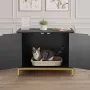 Cat Litter Box Enclosure Furniture, 70 cm Hidden Litter Box Cabinet with Metal Legs & Handle, Modern Style Cat Washroom House En