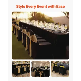 VEVOR 150 Pcs Black Chair Covers, Polyester Spandex Chair Cover, Stretch Slipcovers for Wedding Party Dining Banquet Flat-Front 