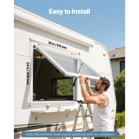 VEVOR Concession Window 92x61 cm, Aluminum Alloy Frame Service Window for Food Truck, Up to 85 Degrees Stand Serving Window with