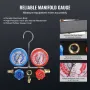 1/5 HP 3.5 CFM AC Vacuum Pump and Gauge Set, Single Stage Rotary Vane HVAC Air Vacuum Pump A/C Refrigerant Kit Manifold Gauge Se