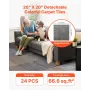 Carpet Tiles Reusable 508 x 508 mm, 24 PCS Modular Carpet Square Rug, Commercial Floor Soft Padded for Seamless Cover 6.2㎡, Easy