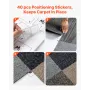 Carpet Tiles Reusable 508 x 508 mm, 24 PCS Modular Carpet Square Rug, Commercial Floor Soft Padded for Seamless Cover 6.2㎡, Easy