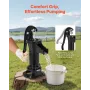 Well Hand Pitcher Pump, 25 ft Maximum Lift, Antique Cast Iron Manual Hand Water Pump, NPT 1-1/4 in Connection, Easy Installation