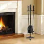 VEVOR Pejsværktøjssæt, 4-STK. Brandværktøjssæt og holder med trebenet stativ, askeskovl, børste, pejspoker, smedede Ir