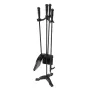 Fireplace Tool Set, 4 PCS Fire Tool Set and Holder with Three-Prong Stand, Ash Shovel, Brush, Fire Place Poker, Wrought Iron Fir
