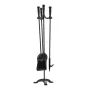 Fireplace Tool Set, 4 PCS Fire Tool Set and Holder with Three-Prong Stand, Ash Shovel, Brush, Fire Place Poker, Wrought Iron Fir