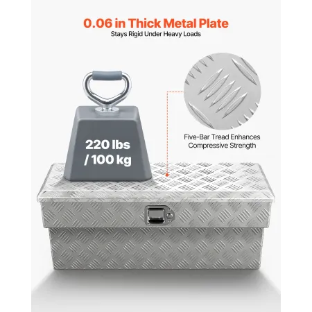 Truck Bed Værktøjskasse, Heavy Duty Aluminium Værktøjskasse med