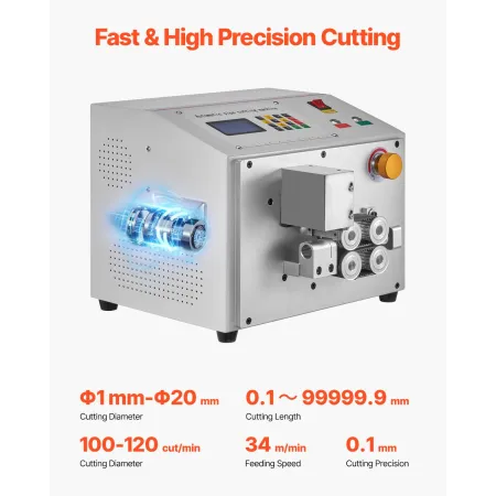 Auto Heat-Shrink Tube Cutter, Automatic Pipe Cutting Machine with LCD Display, 1mm-20mm Cutting Diameter, 0.1mm-99999.9mm Cuttin